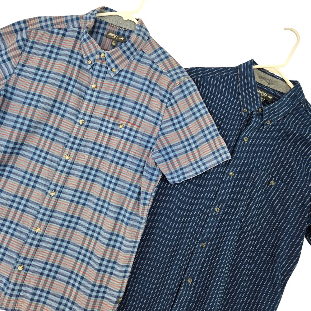 Toad&Co MEDIUM Short Sleeve Button Down Shirt Bundle Mens Slim Fit Casual